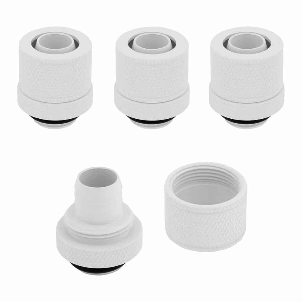 (image for) Corsair Hydro X XF White Brass 10/13mm G1/4\" Softline Compression Fittings - Four Pac